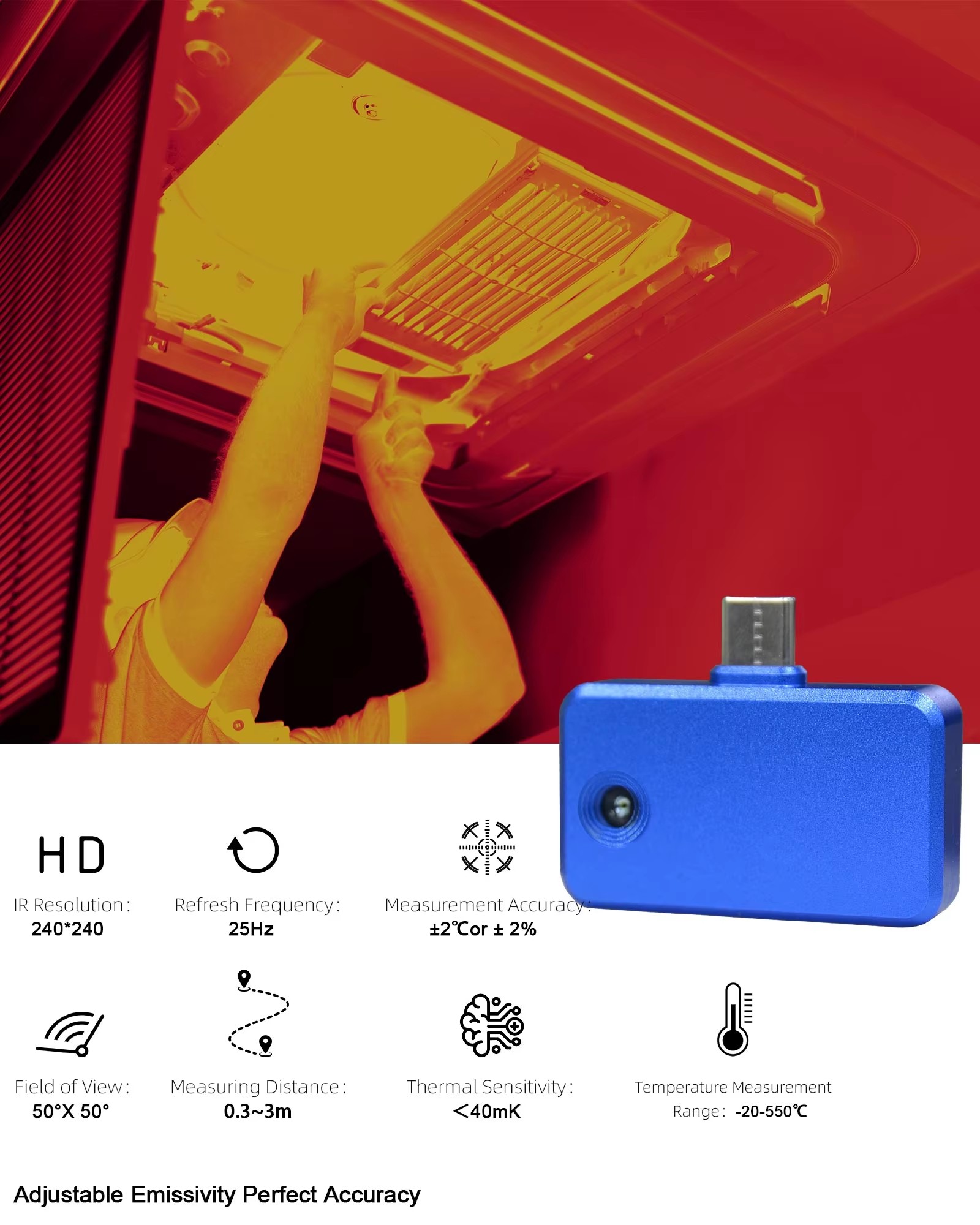 كاميرا حرارية للهاتف 96x96 IR، - مراجعة Thermal Imaging Camera Pcb Repair وسعره