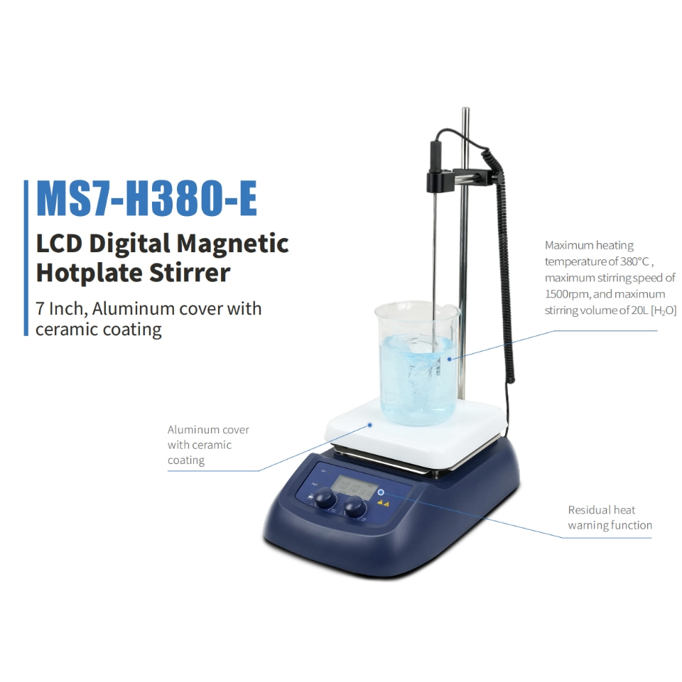 محرك مغناطيسي MS7-H380-E مع مس - مراجعة Lab Magnetic Stirrer Hot Plate وسعره