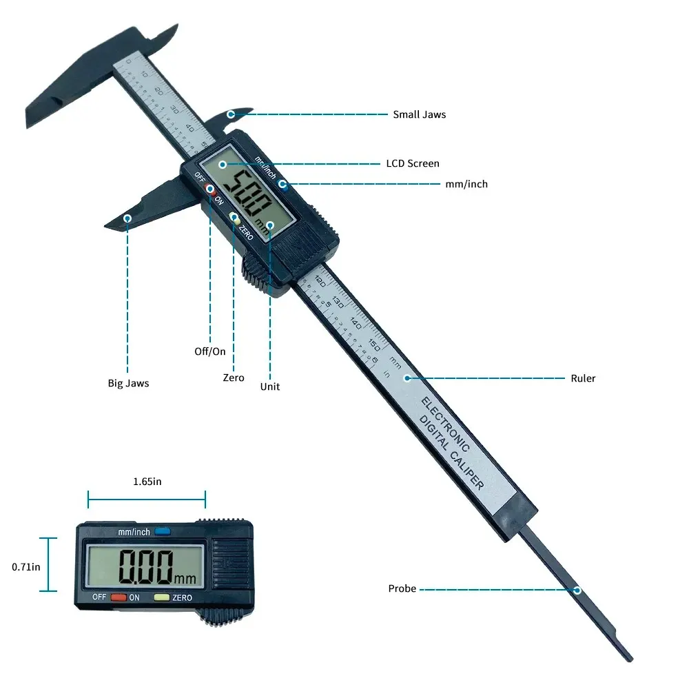 فرجار رقمي من ألياف الكربون 15 - مراجعة Digital Caliper 150Mm Stainless Steel وسعره